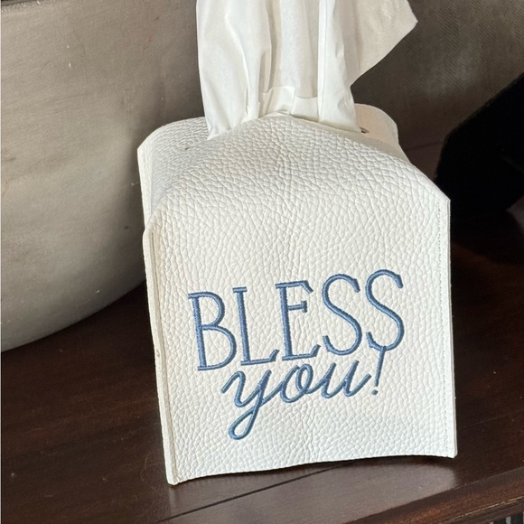 Tissue Box Cover with Embroidered Lettering - Picture 4 of 5